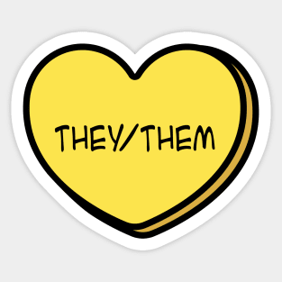 Pronoun They/Them Conversation Heart in Yellow Sticker